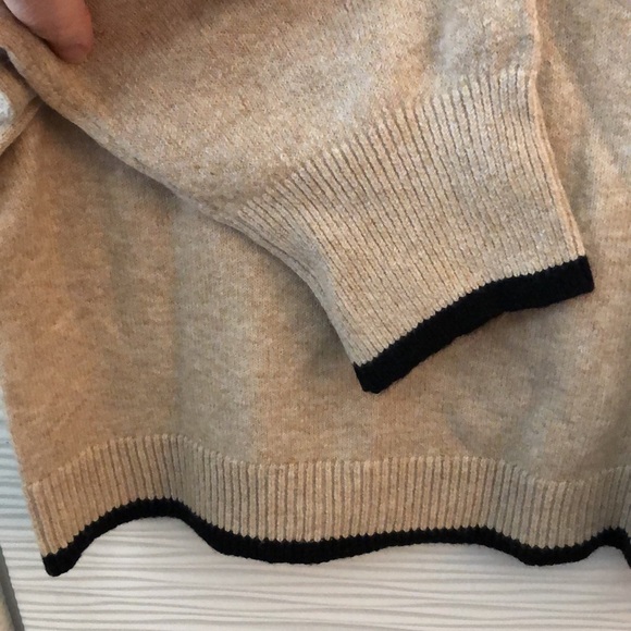 NWT LOFT Bonjour! sweater. Tan with black trim. XXL. - Picture 5 of 7